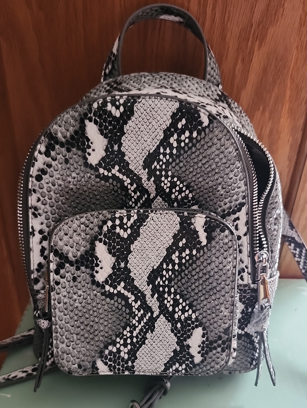 NWT MMS Design Studio Faux Snakeskin Mini Backpack Grey
